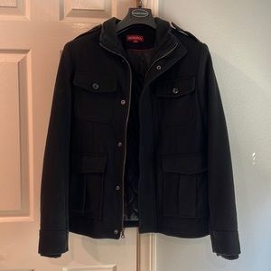 Merona Men's Black Four-Pocket Turtleneck Wool Coat Jacket- Heavyweight